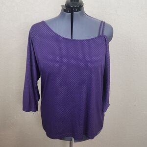 Torrid Gold Polka Dots on Purple 3/4 Sleeve Party Top 2X (5254)
